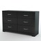 Contemporary 6-Drawer Black Dresser with Matte Chrome Handles and Smooth Laminated Finish
